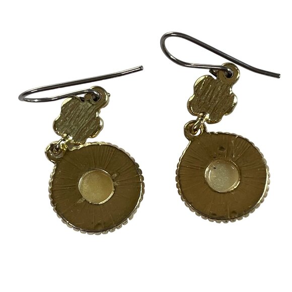 Round Yellow Citrine  Dangle  Earrings Fish Hook Backing  u - Picture 4 of 4